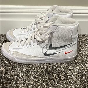 Nike White and Gray High-Top Sneakers